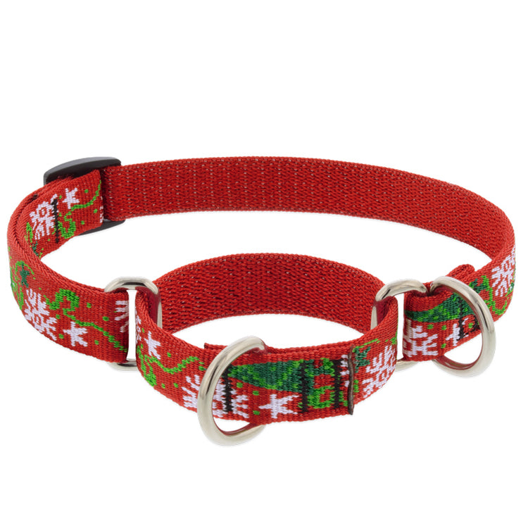 Martingale Training Collar for Dogs from LupinePet in 3/4in width & 14in-20in Neck Size - Christmas Cheer Design