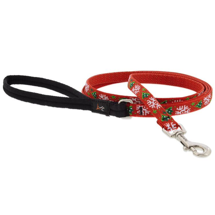Leash with Padded Handle from LupinePet in 1/2in width & 4ft length - Christmas Cheer Design