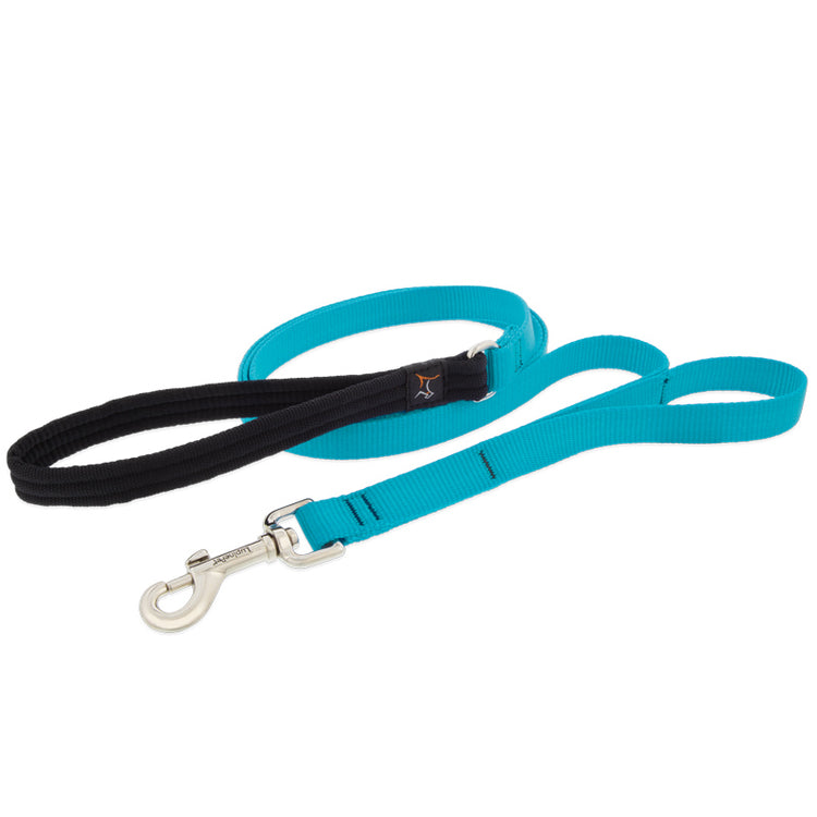 6' long solid Aqua double-handle dog leash