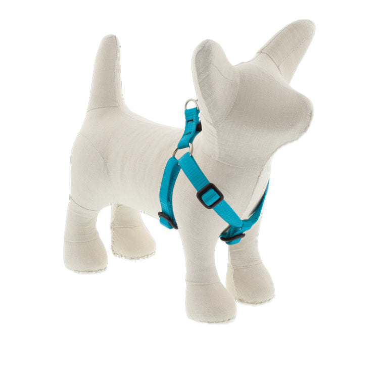 ½” Basic Solids Aqua Step In dog harness, solid azure, cyan color