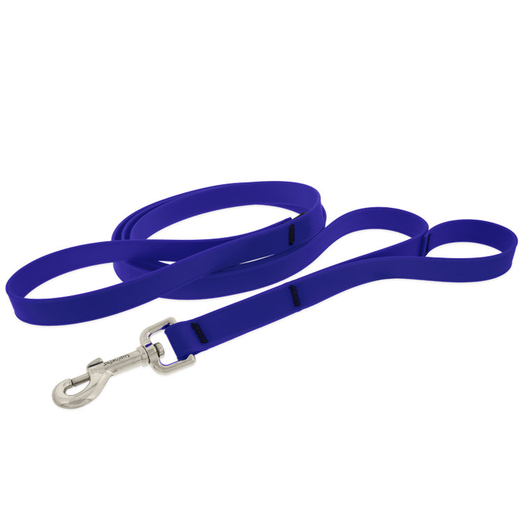 Double Handled Waterproof Dog Leash from LupinePet in 3/4in width & 6ft length and True Blue Color
