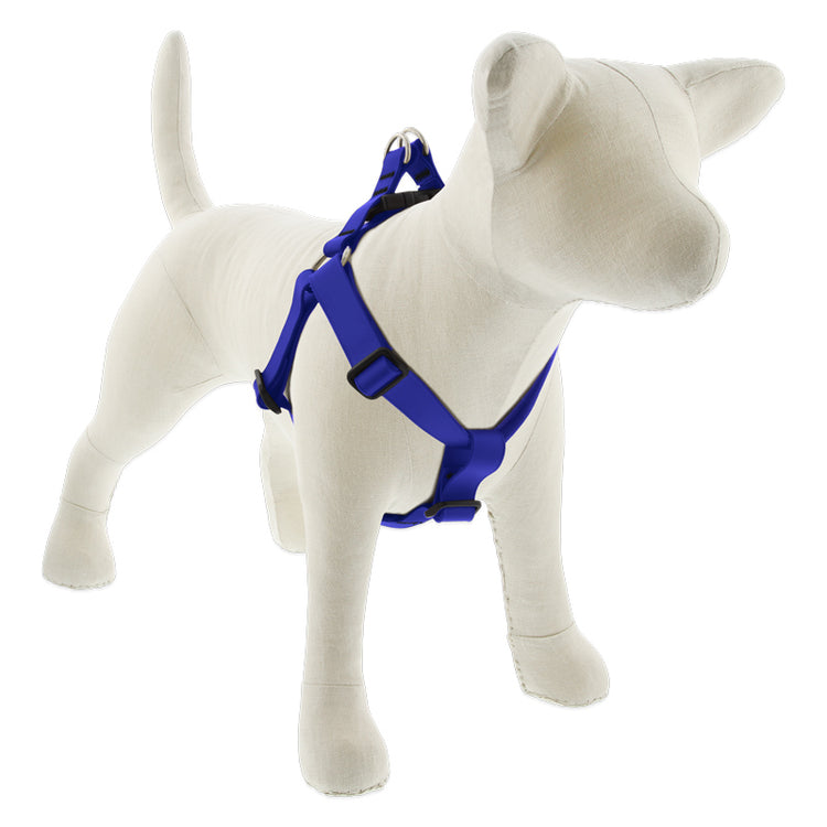 1” True Blue Waterproof Step In dog harness in coated BioThane® webbing, dark blue color harness