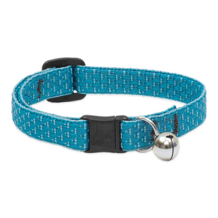 ½” Eco Tropical Sea Safety Cat Collar, color cyan with spotty pale turquoise on border with bell