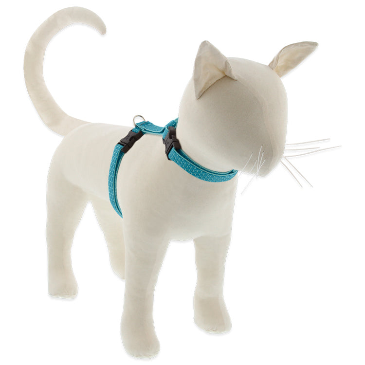 ½” Eco Tropical Sea Cat H-Style harness, cyan with spotty pale turquoise on border