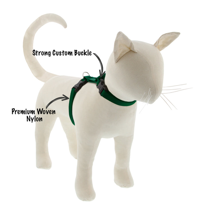 LupinePet H-style cat harness in Basic Solids Green.