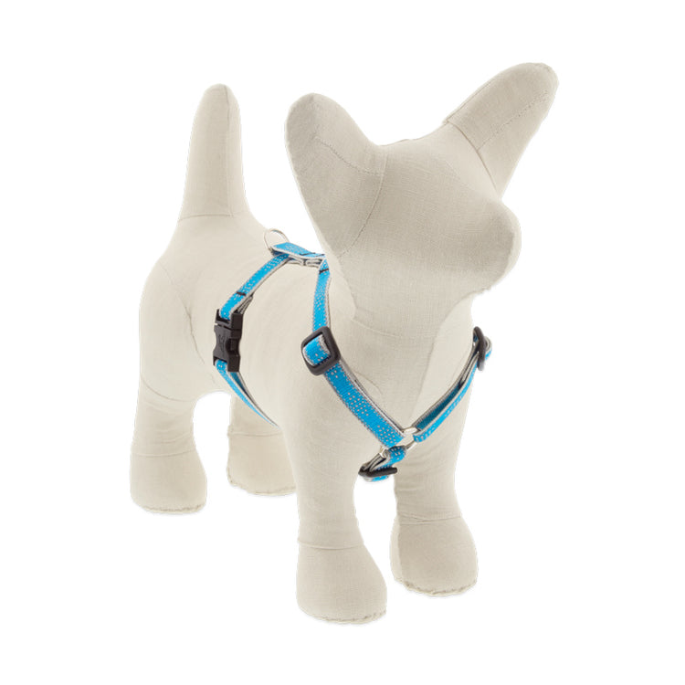 ½” Reflective Blue Diamond Roman dog harness neon blue with reflective border and diamond