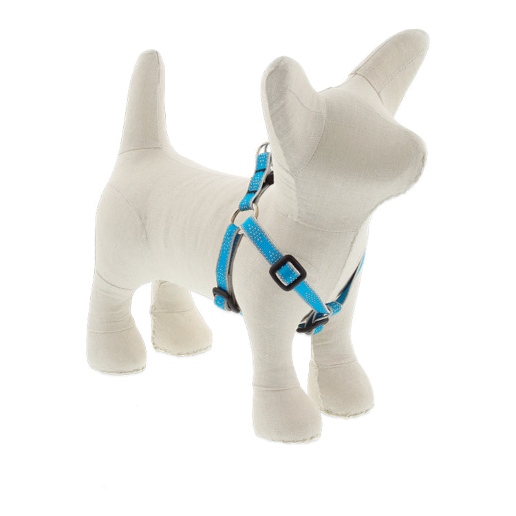 ½” Reflective Blue Diamond Step In dog harness neon blue with reflective border and diamond