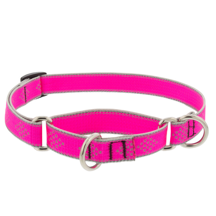 ¾” Reflective Pink Diamond martingale neon pink with reflective border and repeating diamond