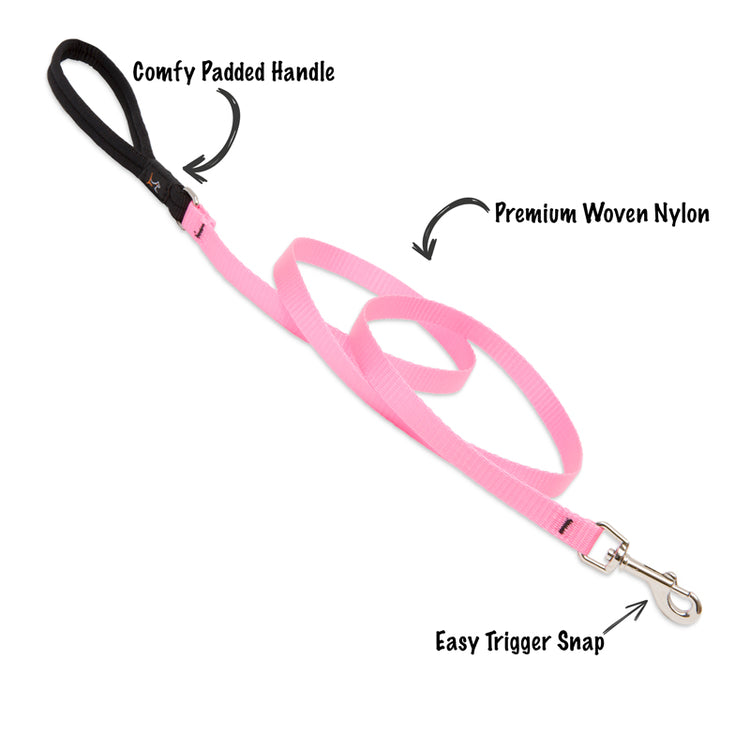 LupinePet Cat Leash with padded handle in Basic Solids Pink