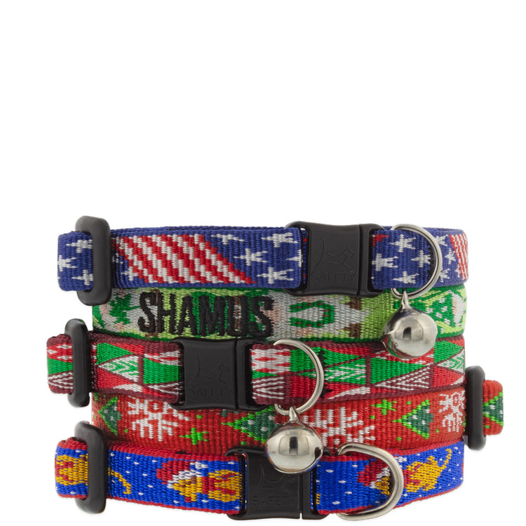 Holiday Cat Collars with safety breakaway buckle