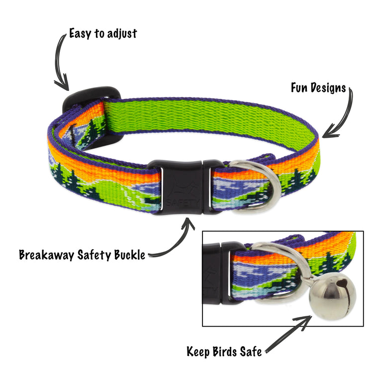 LupinePet adjustable breakaway safety cat collar in Original Design High Country
