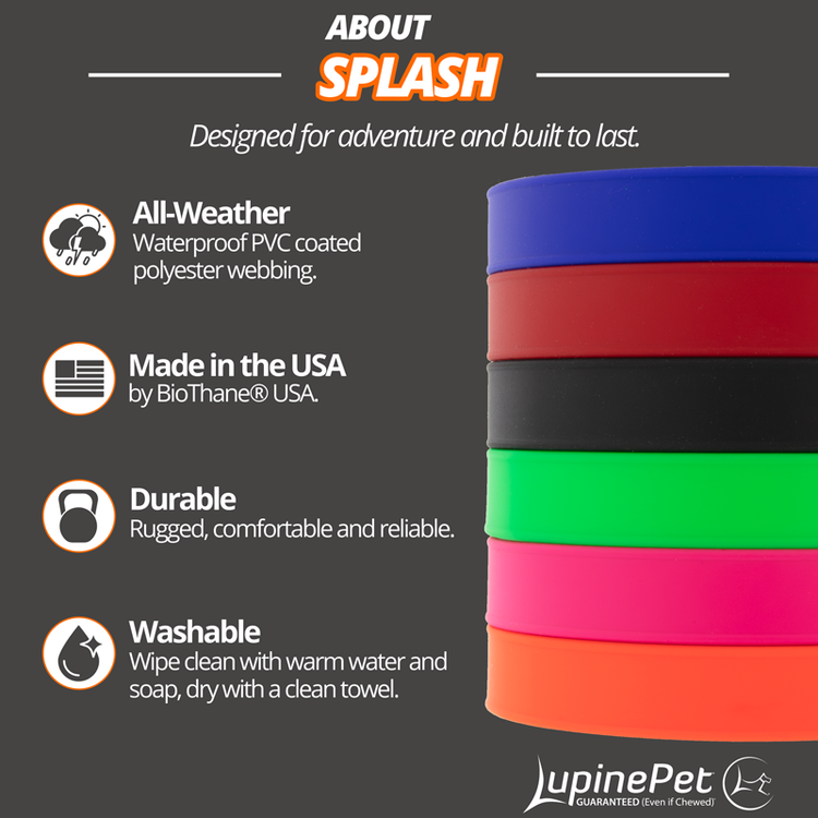 Splash Waterproof Collection from LupinePetﾮ. Made of BioThaneﾮ coated webbing