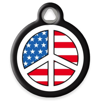 Pet ID Tag from LupinePet by Dog Tag Art - USA Peace Sign Design