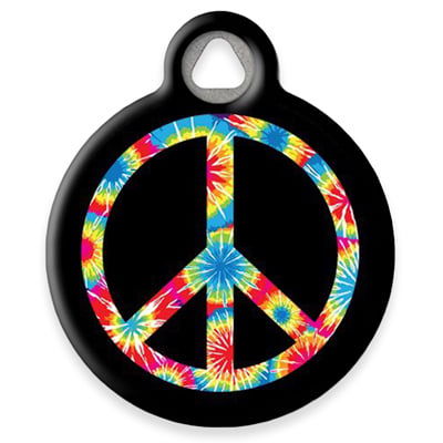 Pet ID Tag from LupinePet by Dog Tag Art - Tie Dye Peace Sign Design