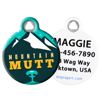 
                    
                      LupinePet Mountain Mutt Pet ID Tag by Dog Tag Art - front and back
                    
                  