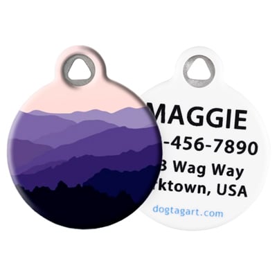 
                    
                      LupinePet Purple Mountain Pet ID Tag by Dog Tag Art - front and back
                    
                  