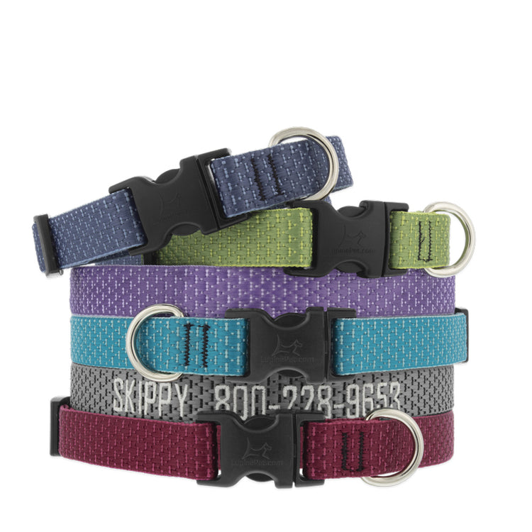 Dog Collars made from Recycled Materials by LupinePet in Eco Earth Tone Colors with Optional Custom Embroidery