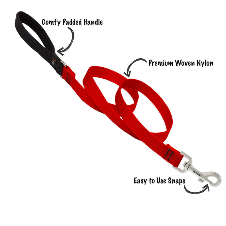 
                    
                      Dog Leash in LupinePet Basic Solid Red. Available in 3 widths
                    
                  