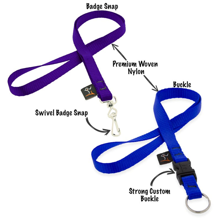 LupinePet lanyards in assorted Basic Solid colors. Available in 2 styles