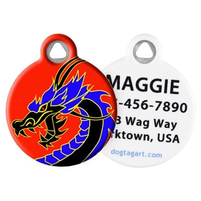 Lucky Dragon Pet ID Tag by Dog Tag Art – Chinese Dragon with personalization example