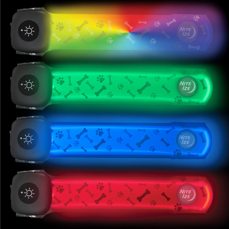 NiteDog® by NiteIze® Rechargeable DSIC-O SELECT™ LED Collar cover Seen here in all color settings.
