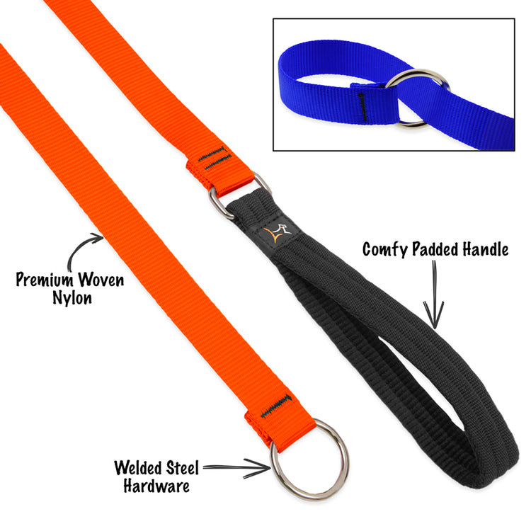 Blaze Orange Slip Lead dog leash and collar all-in-one by LupinePet