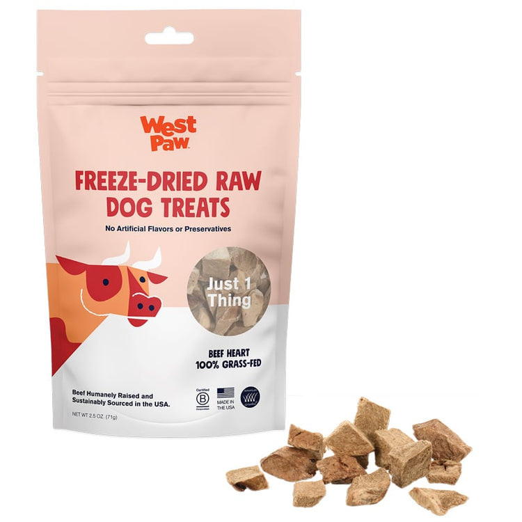 
                    
                      Freeze-Dried Beef Heart Dog Treats from LupinePet by West Paw - bag and treats
                    
                  