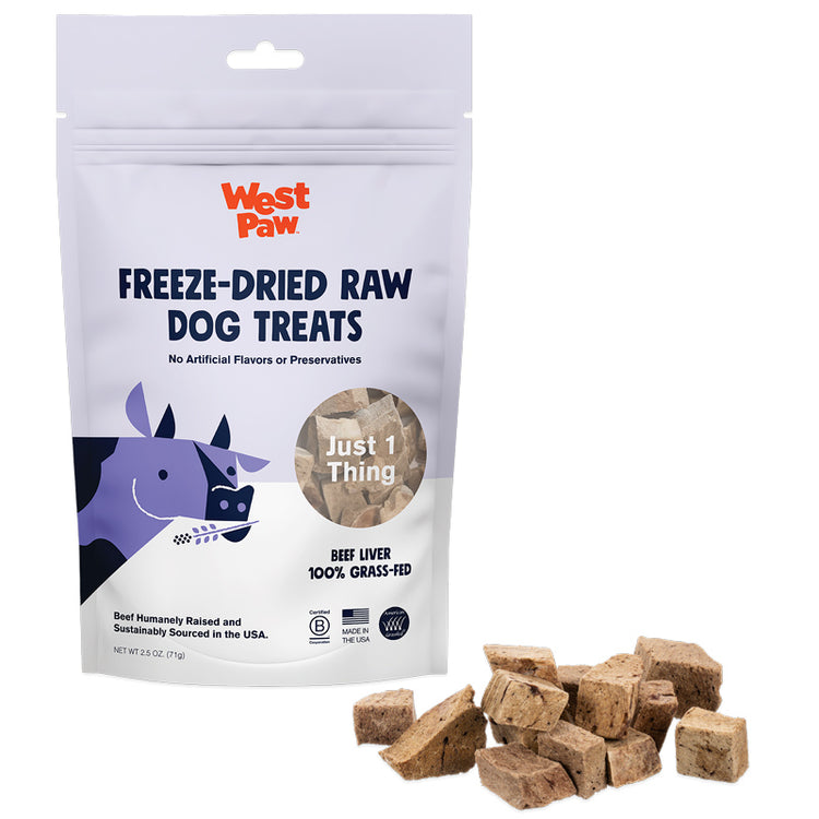 
                    
                      Freeze-Dried Beef Liver Dog Treats from LupinePet by West Paw - bag and treats
                    
                  